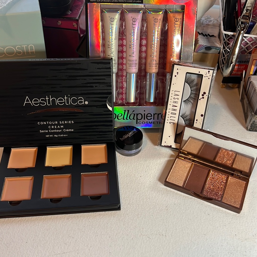 BNIB contour palette 4 pc lip ,eye palette ,lashes  eye topper